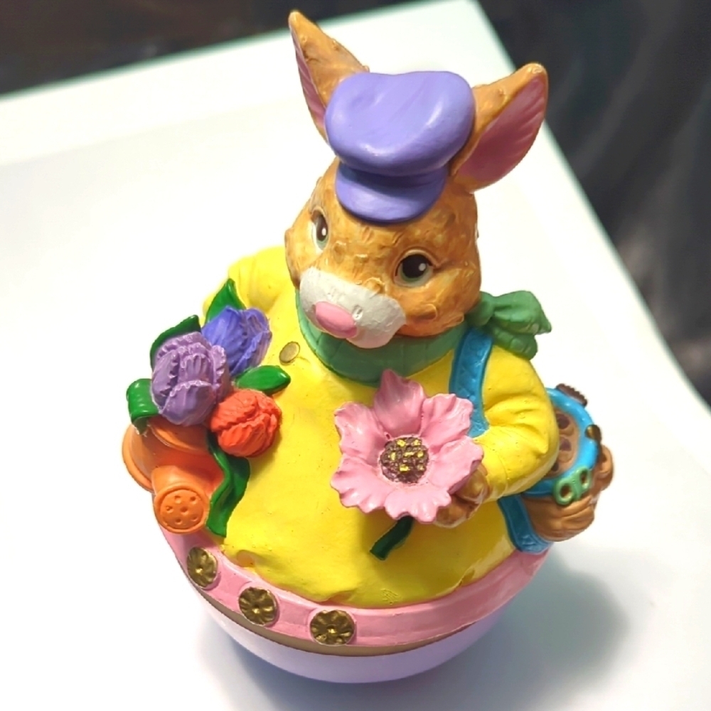 Vintage The San Francisco Music Box Co. Rotating Gardening Rabbit
